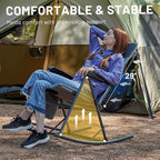Timber Ridge 3-Level Adjustable Rocking Camping Chair, Ergonomic Padded High Back, Supports 300 LBS, Stable Anti-Tip Rocker, Hard Armrests for Easy Standing, Portable for Patio, Lawn & Tailgating