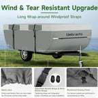 Umbrauto Pop Up Folding Camper Cover Upgraded 7 Layers Top Tent Trailer Cover Waterproof Extra Thick Polypropylene Breathable Ripstop Anti-UV Pop Up Folding Trailer Cover Fits 8' - 10' Trailers