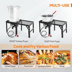 ROVSUN 30QT Turkey Fryer & 10QT Fish Fryer Kit with 54000BTU Propane Stove & Foldable Side Table, Aluminum Deep Fryer Pot for Outdoor Cooking Seafood Boiling w/Lifting Hook, Turkey Rack & Thermometer