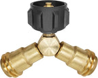 DOZYANT Propane Splitter, 2 Way LP Gas Adapter Tee Connector for 20lb Propane Tank Cylinder, Work with BBQ Grills, Camping Stoves, Gas Burners, Heater