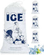 Ice Bags 5lb with Drawstring – 100 Count Durable Reusable Plastic Ice Storage Bags for Freezer, Parties, Ice Makers, Camping