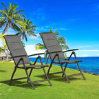 Domi Patio Outdoor Sling Chairs Set of 2, Folding Outdoor Reclining Camping Padded Chairs with Armrest Adjustable High Backrest Portable
