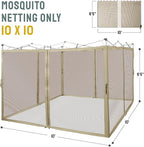 CROWN SHADES Gazebo Mosquito Net for 10 x 10 Pop Up Canopy - Patio Gazebo Mesh Sidewall with Zipper for Outdoor Tent, Garden and Backyard (4 Packs,Khaki)