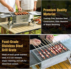 Portable Tabletop Charcoal Grill, Foldable Stainless Steel Mini BBQ Grill with Carry Bag, Lightweight Small Camping Picnic Travel Tailgating Patio Grill