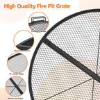X-Marks Fire Pit Cooking Grill Grate with Support X Wire - Heavy Duty Folding Round Campfire Grill Grid - Portable Camping Cookware for Outside Party Gathering - 30 inch