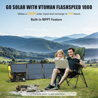 VTOMAN FlashSpeed 1000 Solar Generator 1000W/828Wh with 110W Solar Panel - LiFePO4 Battery, Expandable to 2376Wh, IP67 Waterproof Solar Charging for Extended Off-Grid, Home Backup, Camping, RV