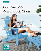 SERWALL Adirondack Chair with Cup Holders - Composite Adirondack Chairs HDPE Outdoor Chairs Set of 2 All Weather Use- Light Blue
