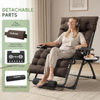 Amopatio Oversized Zero Gravity, 33in Reclining Camping Lounge Chair Upgraded Lock, Footrest, Cup Holder, Removable Cushion, Headrest Folding Patio Recliner