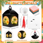 12 Sets Tropical Palm Tree Crafts with LED Candle Light DIY Hawaiian Summer Tissue Paper Craft Kits Hawaiian Luau Palm Tree Hanging Beach Jungle Embellishment for Home Decors Party