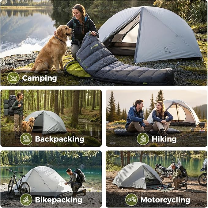 ATEPA Voyage 1-2 Person Backpacking Tent, 4 Season Ultralight Camping Tent, 4000mm Waterproof Double Layer Cold Wearther Easy Set Up Tent for Family Camp Hiking Hunting Outdoor Mountaineering Travel
