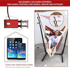 ZEYU Hammock Chair with Stand Double Hammock Chair Bohemian Style with Tassel Mobile Phone Support Manual Adjustable Swing Indoor and Outdoor Garden Porch with Floor mat Reclining Capacity 400 pounds