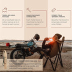CHAMA Vaquero Chair & Travel Bag - Navy and Bone- Beautiful Outdoor Wood and Canvas Portable Folding Chair Ideal for Camping, Patios, Lawns, or Indoor Use - Supports 300 lbs