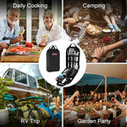 Odoland 14pcs Camping Cooking Utensils Set, Stainless Steel Outdoor Kitchen Cookware Kit, Portable Storage Bag for Knife, Fork, Spoon, Chopping Board, Chef's Knife, Camping, Grilling, Picnic and BBQ