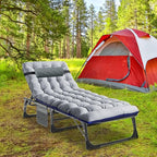 LILYPELLE Lounge Chair with Mattress, Heavy Duty Outside Lounge Chair Outdoor Portable Folding Lounge Chairs Sleeping Cots Bed for Camping, Pool, Beach, Patio