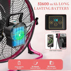 18” Solar Powered Floor Fan, 40W Cordless Fan Outdoor, Long Lasting Battery Operated and Strong Airflow, USB Output, 360° Tilt, Quiet, Wireless, For Camping Travel Home Garage RV Patio