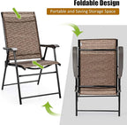 Giantex 2-Pack Patio Dining Chairs, Portable Folding Chairs, Camping Chair with Armrest, Outdoor Dining Chairs for Bistro, Deck, Backyard (2)