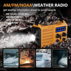 Emergency Weather Radio, 5 Ways Powered Crank Solar Radio, Portable AM/FM/SW/NOAA Weather Radio Battery Operated with Cellphone Charger, Camping Flashlight, Reading Lamp, SOS Alarm for Home Outdoor
