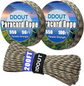 Paracord Nylon Rope Camo 100ft with 7-Strand Core, 10 Colors and 50/100/200 ft, Type III Parachute Cord 4mm for Camping, Survival, Hiking, DIY, Crafting, Outdoor Utility Rope
