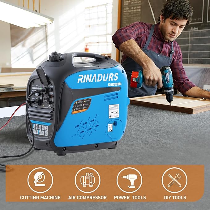 2200 Watt inverter generator, quiet and portable, suitable for home backup power, outdoor camping, and construction sites.EPA Compliant