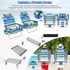 Tangkula Backpack Beach Chair with Table, 5-Position Lay Flat Beach Chairs with Cooler Bag, 2 Cup Holders, Towel Bar, Lightweight Low Folding Beach Chair with Backpack Straps
