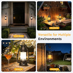 2 Modes Solar Lanterns Outdoor Waterproof, Rechargeable LED Flame Solar Lanterns Decorative Outdoor, Vintage Lantern Hanging Solar Lights for Yard, Porch, Camping, Patio, Garden, Cabin, Gifts (2 Pack)