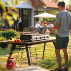 Bonnlo 4 Burner Portable Propane Griddle, 40,000BTU Gas Grill with Enameled Tray, Rolling Flat Top Gas Grill with Electronic Ignition & Regulator for Outdoor Camping Cooking BBQ