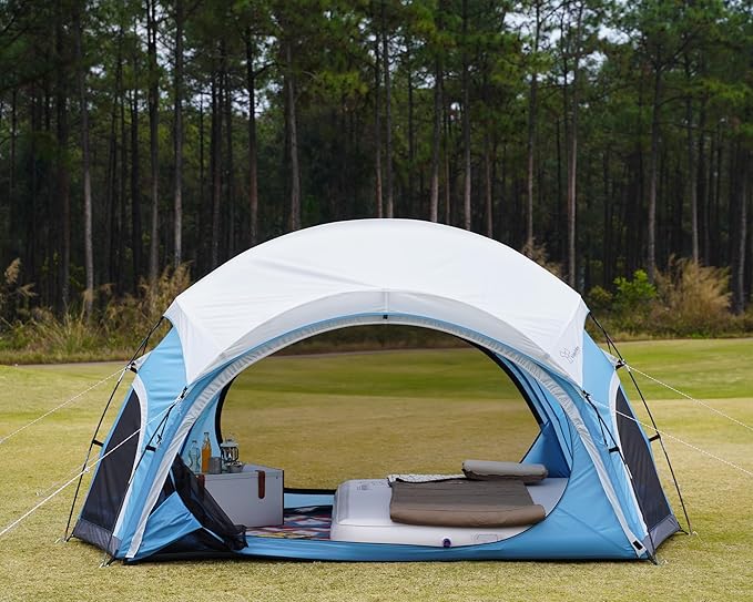 Vidalido 3-4 Person Camping Tent with 2 Large Mesh Door 4 Mesh Window Family Tents, Double Layer Waterproof Portable Easy Setup Camp Tent, Canvas Dome Tents for Camping Outdoor Hiking and Backpacking