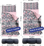 Personalized Toddler Nap Mat for Preschool, Custom Name Kids Sleeping Bag for Daycare, Kindergarten Roll Up Sleeping Mat with Removable Pillow and Soft Blanket, Fun Themes for Boys & Girls