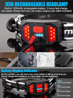 LED Headlamp Flashlight, 1000L 230° Broadbeam Headlight, USB C Rechargeable Head Lamp with Red Taillight, Lightweight Waterproof Headlamps for Camping Running Hiking, Hard Hat Headlamp 2Pack