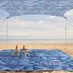 WEKAPO Beach Tent Sun Shelter - Easy Setup Beach Canopy with 4 Sturdy Poles, Large Sandbags and Shovel, 6'7'' Tall, Windproof Sun Shade for Backyard and Camping, UPF 50+ Protectio