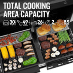 ZH3005 2-Burner Gas and Charcoal Combo Grill with Side Burner, 34,000 BTU Dual Fuel Grill, 823 Sq. In. Cooking Area, for Outdoor Patio Garden Picnic Backyard Cooking, Black