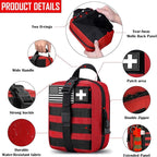 Molle Pouch ifak First aid kit Bag Empty Trauma Medical Tear away Pouches for Belt Backpack Vest Car Molly Med Case 600D nylon Small Tactical Pouch (RED)
