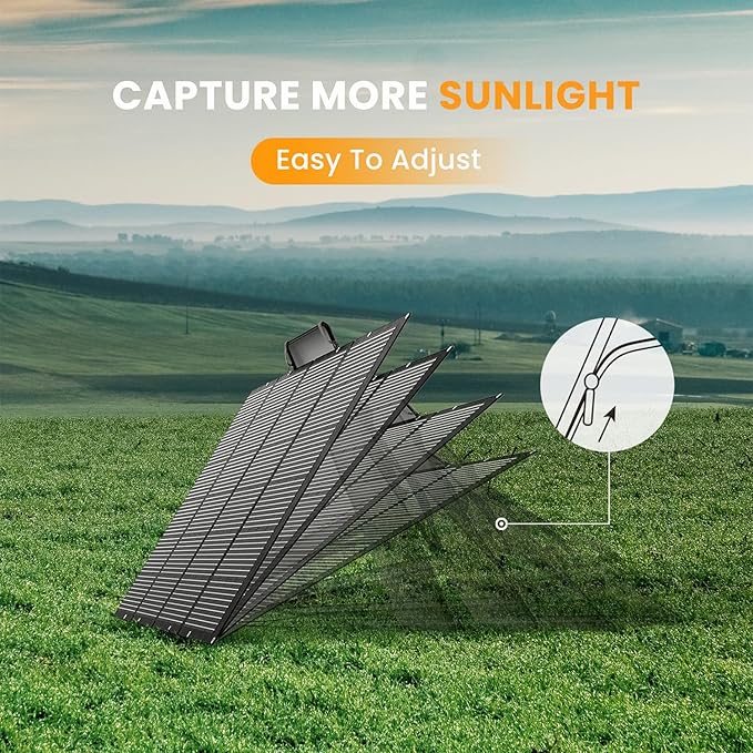 400 Watts Foldable Solar Panel, Luggable & Durable, Portable 400W Solar Charger Complete with Adjustable Stand Case, 40V Waterproof for Off-Grid Camping RV/Campervan Solar Generator