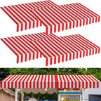 Preboun 4 Pcs 27.6''x 59'' Circus Awning Decor Decorations Striped Carnival Tent Awning Decorations Red and White Wall Decor Halloween Carnival Stand Mardigras Theme Party Photo Accessory