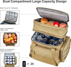Tactical Lunch Box for Men, Insulated Lunch Bag Adult, Thermal Lunchbox Leakproof Waterproof Cooler Bag, Dual Compartment Lunch tote, Large Lunch Pail for Work Office Travel(Khaki) 15L