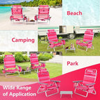 Giantex Folding Beach Chair, Patio Sling Chairs with 5 Adjustable Position, Head Pillow, Storage Bag, Towel Bar, Cup Holders, Backpack Chairs for Sunbathing, Camping Chair