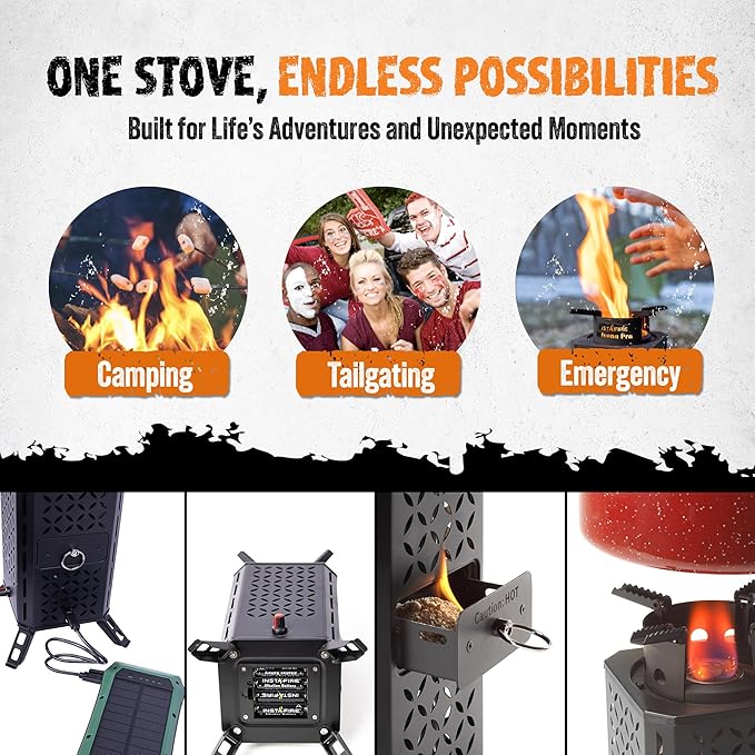 InstaFire Inferno Pro Outdoor Biomass Stove, Reaches 1,200 Degrees Fahrenheit, Outdoor Cooking, Compact Cooking Stove, Camp Stove, Survival Stove Portable Kit, Off-Grid, Biomass Portable Stove
