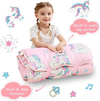 Toddler Nap Mat with Pillow and Blanket, Extra Large Rolled Napping Mats,Slumber Bags for Boys Girls,Kids Sleeping Bag for Daycare, Preschool Travel Camping