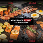 Nexgrill Fortess 2-Burner Portable Gas Grill & Griddle Combo with 263 SQ In Cooking Space, Easy Lift Handles, 13,500 BTU, 2-in-1 Small Tabletop Grill for Camping, Outdoor Cooking, and More - 820-02005