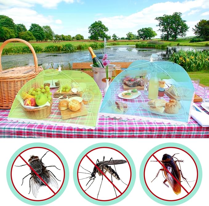 10 Pack Food Cover Tents, Pop-Up Food Tents, Foods Covers for Outdoors, Foods Mesh Cover, Reusable and Collapsible Outdoor Picnic Covers Net,Suit for Parties Picnics,BBQs, Fruit