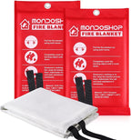 Mondoshop Fire Blanket Emergency for Home and Kitchen - 2 Pack 72"x72" Fire Blankets Fire Resistant Blanket for Camping, Grill, Car, Office, Warehouse, School, Picnic, Garages, Workshops