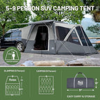TIMBER RIDGE 5-9 Person SUV Tent with Screen Porch and Awning for Family Camping, Weather Resistant and Portable Van or Car Tent, Includes Rainfly and Storage Bag, 13' W X 10' L X 7.1' H
