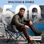 Oversized Camping Chairs for Adults Heavy Duty Padded Portable Lawn Chairs Outdoor Folding Chairs XL Camp Chairs with Cup Holder Suproot 500 lbs, Gray Plaid