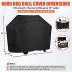 iCOVER Grill Cover 75 inch, BBQ Grill Cover for Outdoor Grill, 600D Heavy Duty Waterproof BBQ Cover, Anti-UV and Rip-Proof Barbecue Cover, Gas Grill Cover for Weber, Char-Broil, Nexgrill, etc