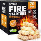 70 pcs Fire Starter - Natural Fire Starters for Campfires, Fire Pit, Pizza Oven, Fireplace, Smoker, BBQ, Pellet Stove & Wood - Fire Starters for Grill, Charcoal Starter