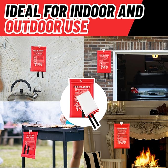 30 Pcs Emergency Fire Blankets for Home and Kitchen 40x40 Inch 10 Fiberglass Fire Suppression Blankets with 10 Fireproof Gloves & 10 Hooks for House Grill Fireplace Camping Car Warehouse Safety