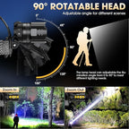 Super Bright LED Headlamp 4 Pack, High Lumen Rechargeable Head Lamp with Motion Sensor, 5 Modes, IPX5 Waterproof, 90° Adjustable, Zoomable Head Lights for Adults, Hard Hat, Outdoor, Camping