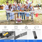 10 Pack Foldable Table 6ft, Plastic Folding Table, Portable Heavy Duty Dining Table with Lock Function & Carrying Handle, Outdoor Indoor Foldable White Table for Camping Party Picnic