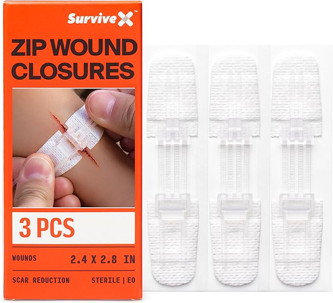 Zip Stitch Wound Closure Strips - First aid Kit - Repair Wounds Without Stitches - Zipstitch Sutures - Laceration Closures - 3 PCS