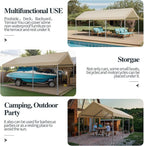 Shintenchi 10x20ft Heavy Duty Carport with UV&Wind Resistant Canopy,Portable Carport Garage Shelter with Stable Powder-Coated Steel Frame,Outdoor Carports for Car,Bike,Camp,Storage(Khaki)